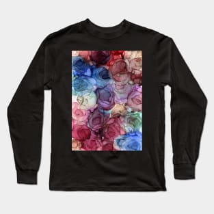 Rainbow roses colourful abstract art Long Sleeve T-Shirt